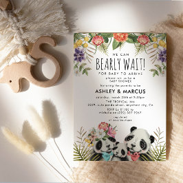 Vi kan vänta! Cute Panda par Baby Shower Inbjudningar