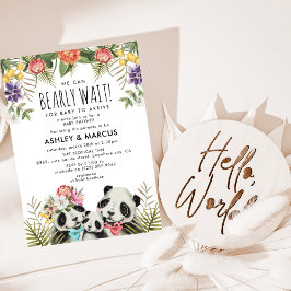 Vi kan vänta! Cute Panda par Baby Shower Inbjudningar