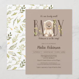 Vi kan vänta! Gult Nalle Baby Shower  Inbjudningar