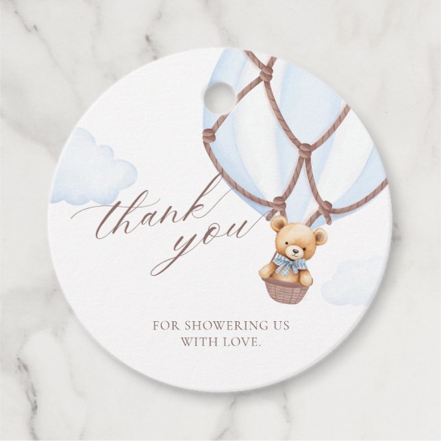 Vi kan vänta! Hett Luft Baloon Tack Gåvor Etiketter (Framsida)