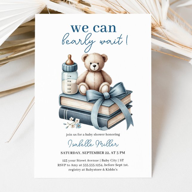 Vi kan vänta! Inbjudan till babyvisningsprogram (We Can Bearly Wait! Baby Shower Invitation)