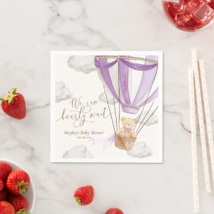 Vi kan vänta länge på Lilac Nalle Baby Shower Pappersservett