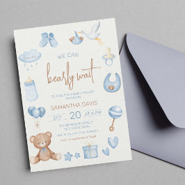 Vi kan vänta lätt på Blue Boy Baby Shower Inbjudningar