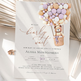 Vi kan vänta! Lavender Baby Shower Inbjudningar