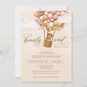 Vi kan vänta, Luft Balloons Girl Baby Shower Inbjudningar