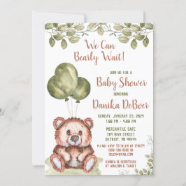 Vi kan vänta! Nalle Baby Shower Inbjudningar