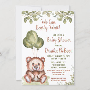 Vi kan vänta! Nalle Baby Shower Inbjudningar