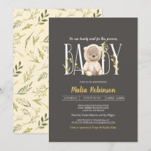 Vi kan vänta! Nalle Baby Shower Invita