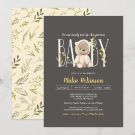 Vi kan vänta! Nalle Baby Shower Invita Inbjudningar