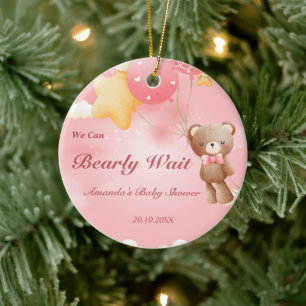 Vi kan vänta! Nalle Baby Shower Julgransprydnad Keramik