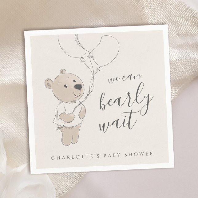 Vi kan vänta | Nalle Baby Shower Pappersservett (Skapare uppladdad)