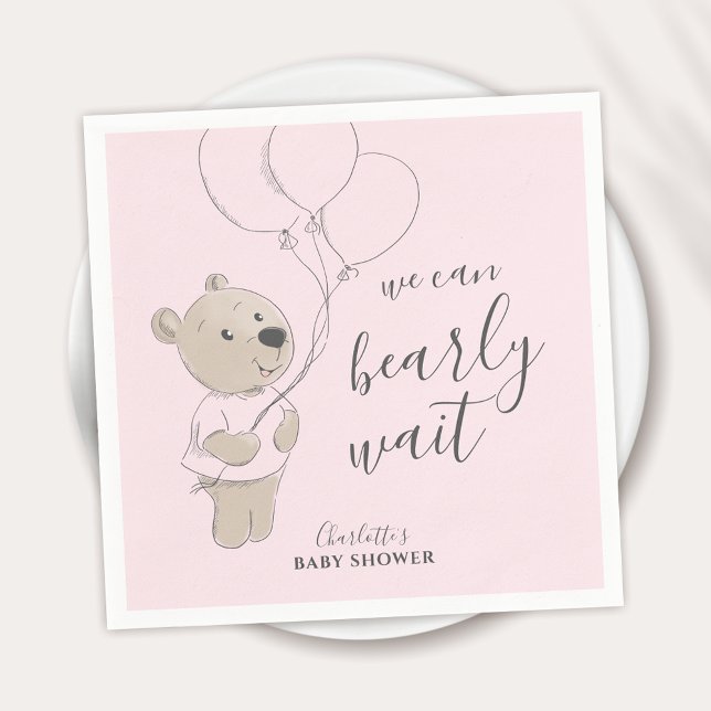 Vi kan vänta | Nalle Baby Shower Pappersservett (Skapare uppladdad)