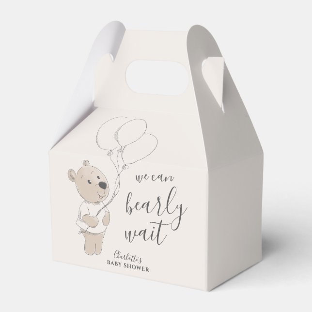 Vi kan vänta | Nalle Baby Shower Presentaskar (Framsidan Sidan)