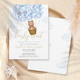Vi kan vänta Nalle Blue Boy Baby Shower Inbjudningar