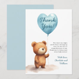Vi kan vänta Nalle Blue Boy Baby Shower Tack Kort