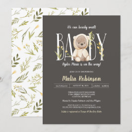 Vi kan vänta! Nalle Gult Baby Shower Inbjudningar