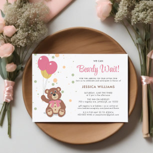 Vi kan vänta Nalle Unge Baby Shower Inbjudningar