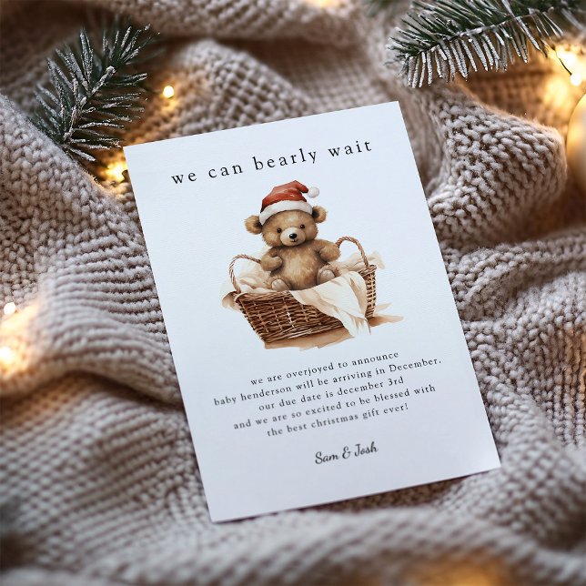 Vi kan vänta på att julen ska visa Gravid (We can Bearly Wait Christmas Card Pregnancy Announcement )