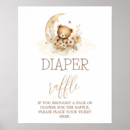 Vi kan vänta på babydusch Diaper Raffle-skylt Poster
