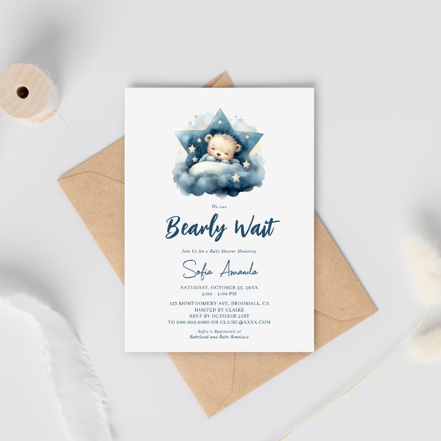 Vi kan vänta på Bear Nght Baby Shower Inbjudningar (Skapare uppladdad)