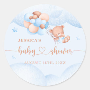 Vi kan vänta på Blue Baby Shower Classic Round Runt Klistermärke