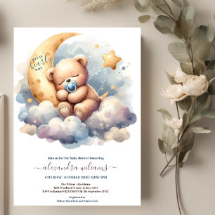 Vi kan vänta på Blue Boy Baby Shower Inbjudningar