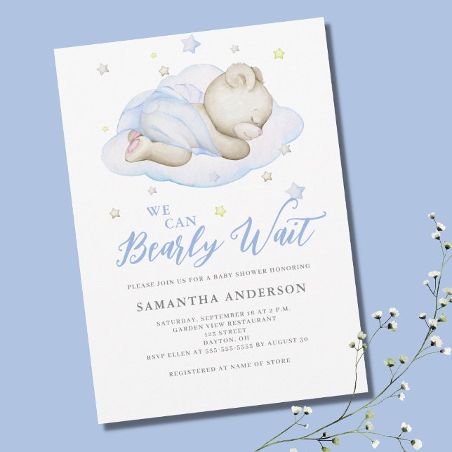 Vi kan vänta på Blue Boy Baby Shower Inbjudningar (Skapare uppladdad)