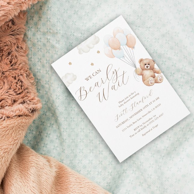 Vi kan vänta på Blue Boy Baby Shower Inbjudningar (Skapare uppladdad)