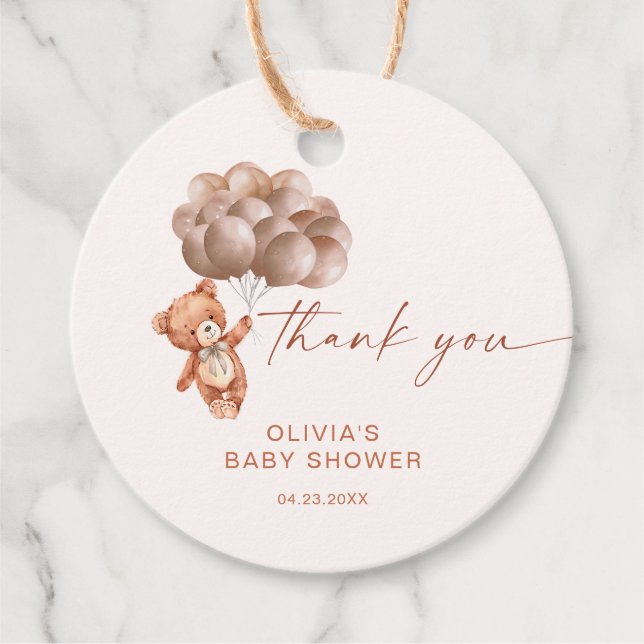 Vi kan vänta på Boho Balloon Tack Gåvor Etiketter (Framsida)