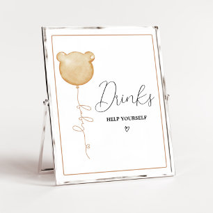 Vi kan vänta på Brown Balloon Baby Drinks Poster
