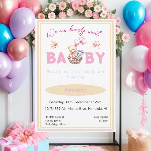 Vi kan vänta på flicka teddy inbjudningar (Skapare uppladdad)