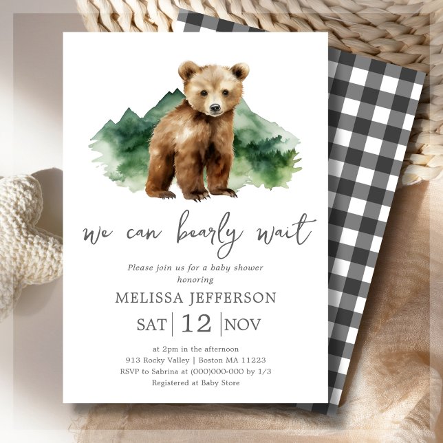 Vi kan vänta på inbjudan till Rustic Baby Shower (Skapare uppladdad)