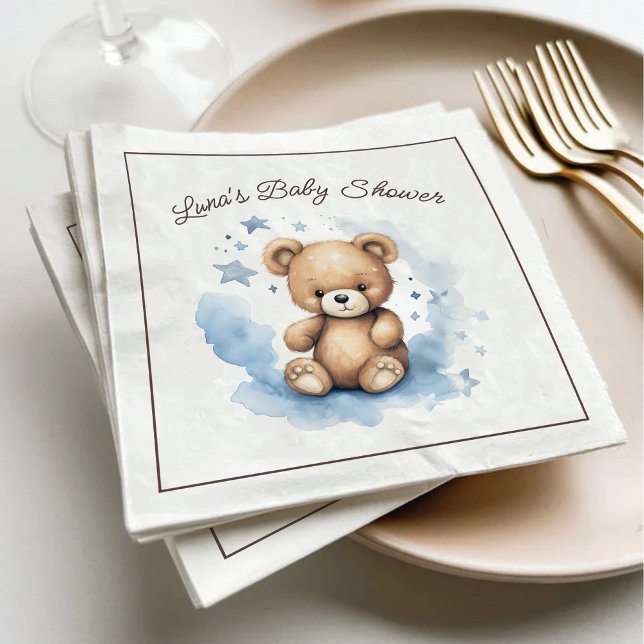 Vi kan vänta på Pastel Blue Baby Shower Pappersservett (Skapare uppladdad)