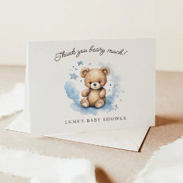 Vi kan vänta på Pastel Blue Baby Shower Tack Kort