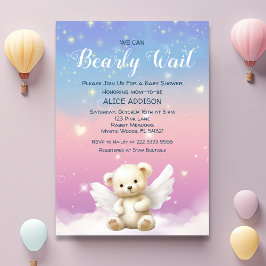 Vi kan vänta på pastel Gradient Angel Teddy Inbjudningar