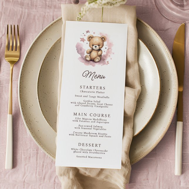 Vi kan vänta på Pastel Rosa Baby Shower Meny (Skapare uppladdad)