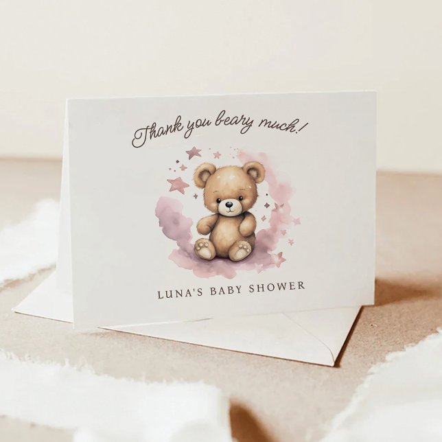 Vi kan vänta på Pastel Rosa Baby Shower Tack Kort (Skapare uppladdad)