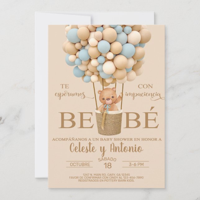 Vi kan vänta på pojkbabyduschen på spanska inbjuda inbjudningar (Framsida)