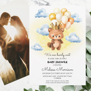 Vi kan vänta på Prince Bear Pojke Shower Inbjudningar