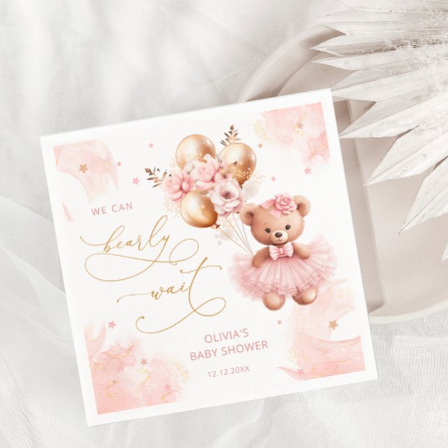 Vi kan vänta på Rosa Baby Shower Pappersservett (Skapare uppladdad)
