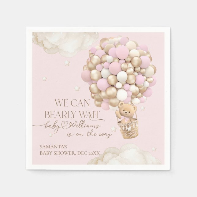Vi kan vänta på Rosa Baby Shower Pappersservett (Framsidan)