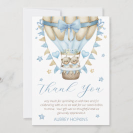 Vi kan vänta på Twin Boy Baby Sprinkle Tack Kort