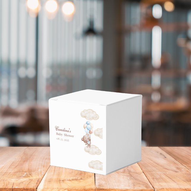 Vi kan vänta på vattenfärgsblå babydusch. presentaskar (Skapare uppladdad)