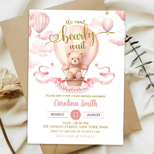 Vi kan vänta Rosa Luft Ballon Baby Shower Inbjudningar