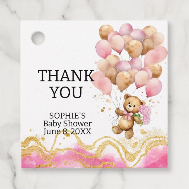 Vi kan vänta  Rosa och Guld Abstrakt Gåvor Etiketter (Framsida)