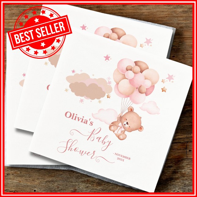 Vi kan vänta Rosa Pooh Bear Baby Shower Pappersservett (Skapare uppladdad)