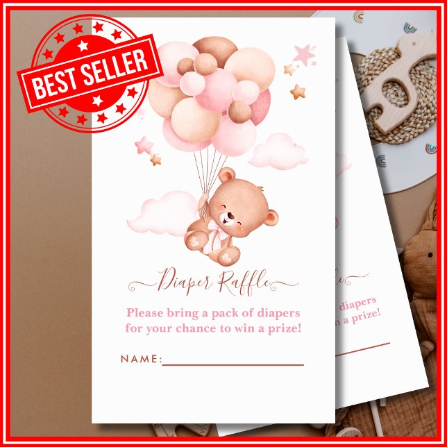 Vi kan vänta Rosa Pooh Bear Baby Shower Tilläggskort (Skapare uppladdad)