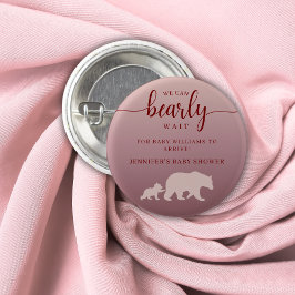 Vi kan vänta Rosa Woodland Baby Shower Knapp