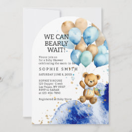 Vi kan vänta Royal Blue och Guld Abstrakt Inbjudningar