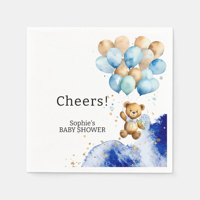 Vi kan vänta Royal Blue och Guld Abstrakt Pappersservett (Framsidan)